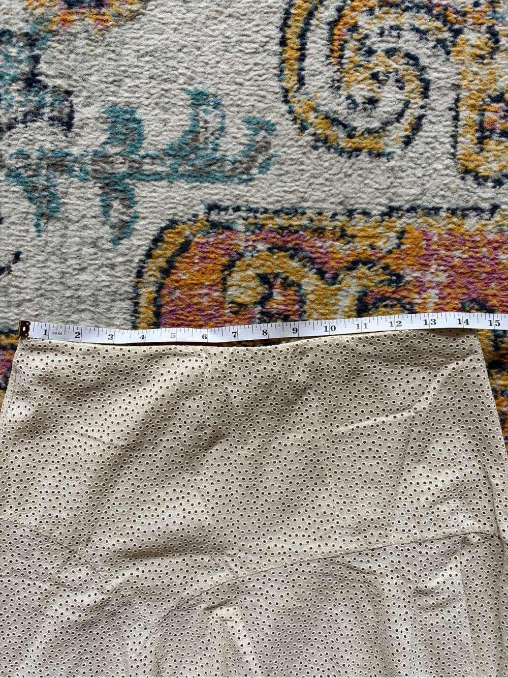 Theory Cream Midi Skirt with Subtle Eyelet Texture - Picture 4 of 5